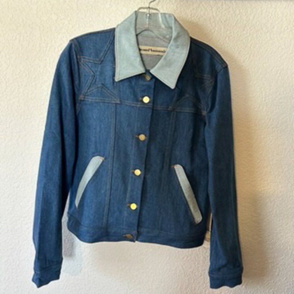 NWT Stoned Immaculate Super Star Jean Jacket two-tone denim women’s large